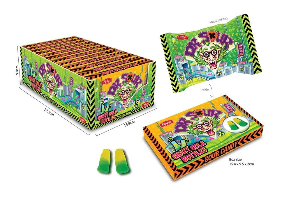 Dr. Sour Crazy Cola Bottles | 12 stuks
